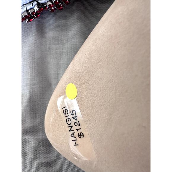 $1245 Manolo Blahnik Hangisi Jacquard White Black Red Toe Pump Sz 37 - Picture 5 of 8